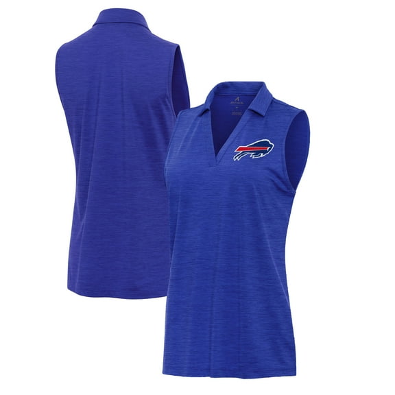 Women's Antigua  Heather Royal Buffalo Bills Layout Sleeveless V-Neck Polo