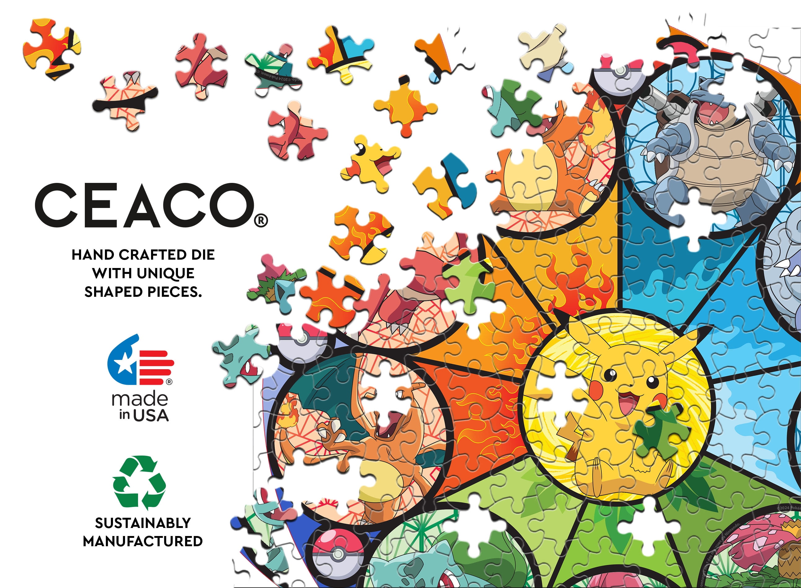 Ceaco 500 Piece Pokémon Kanto Starter Collection Interlocking Jigsaw Puzzle