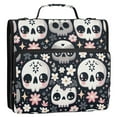 thumbnail image 2 of ALAZA Zipper Binder Skull and Floral 3 Ring Trapper Keeper File Folder Organizer Bag, 2 of 8