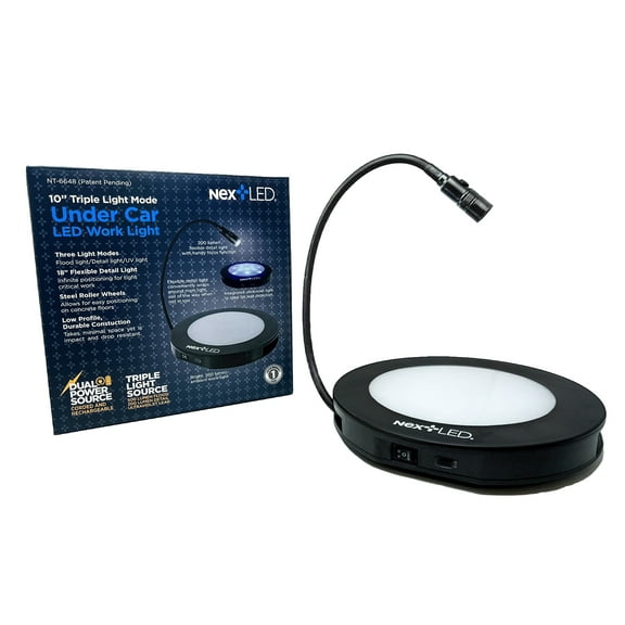 NextLED Under Car Rechargeable LED Work Light, 3 Lights in 1, Flood/UV Leak Detection/18?? Flex Neck Detailing Light