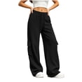 thumbnail image 6 of Jaunzuar Workout Pants Women Elastic Waist Drawstring Cargo Pants Gym Hiking Athletic Pants with Pockets M, 6 of 9