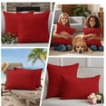thumbnail image 5 of Red Burlap Texture Outdoor Waterproof Pillow Covers, Farmhouse Vintage Red Decorative Square Throw Pillowcase Sofa Cushion Sham for Patio/Couch/Chair, 18"x18" 2 Pack, 5 of 8