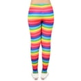 thumbnail image 2 of HDE Girl's Leggings Holiday Stretchy Full Ankle Length Stripe and Black Tights Rainbow Stripes 4-5, 2 of 3