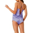 thumbnail image 3 of Pijamas de satén para mujer INSPIRE CHIC, camisón sin mangas, ropa de dormir con pantalones cortos, conjunto de lounge de seda, color púrpura, 3 of 6