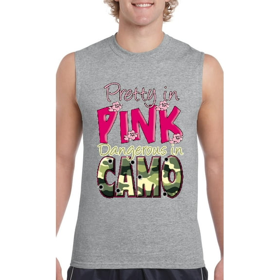 Artix - Men's Graphic T-Shirt Sleeveless - Pretty in Pink Dangerous in Camo
