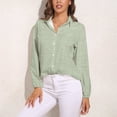 thumbnail image 3 of Cashel Linen Mint Green Long Sleeve Blouse Woman Streetwear Casual Shirts Summer Oversize Woman Streetwear Clothing Birthday Present, 3 of 7