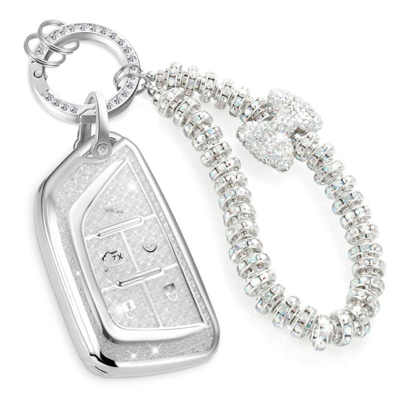 for Cadillac Key Fob Cover with Fashionable Zirconia Wristlet KeyChain,Enchanting Diamond Patterns Soft Case for Escalade ATS XT4/5/6 XTS CT6 CTS ELR SRX STS