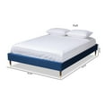 thumbnail image 7 of Bowery Hill Mid-Century Velvet Upholstered Wood Platform Full Bed in Navy Blue, 7 of 7