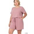 thumbnail image 3 of TheLovely Women & Plus Short Sleeve Romper with Elastic Waist & Keyhole Back Summer Loungewear, 3 of 5
