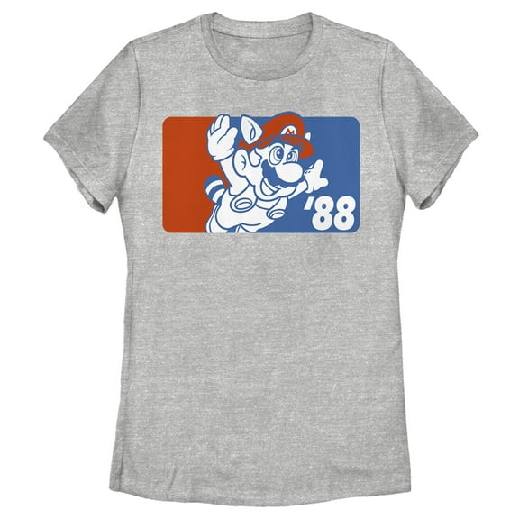 Women's Nintendo Racoon Mario 1988  Graphic Tee Athletic Heather Small