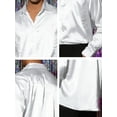 thumbnail image 6 of INSPIRE CHIC Men's Dress Satin V Neck Long Sleeves Button Down Party Shirts M White, 6 of 6