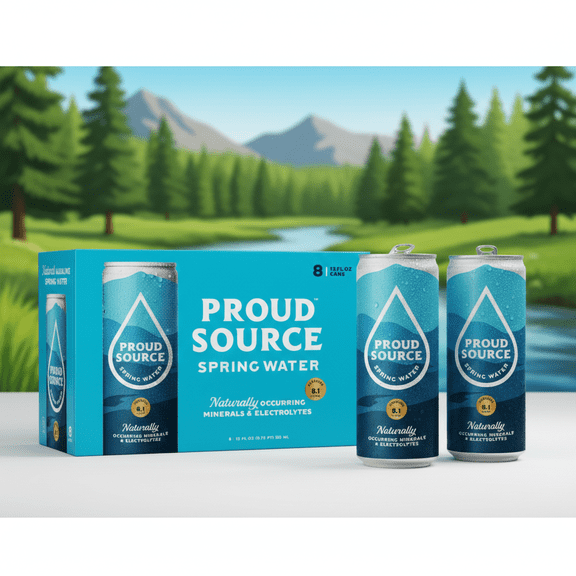Proud Source Natural Spring Water – 8 Pack Slim Cans (12 fl oz Each) 💧🥤