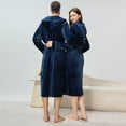 thumbnail image 4 of USNSM Mens Robe with Hood, Ultra Cozy Fleece Bathrobe for Men, Casual Home Plush Hooded Robe with Belt Pockets Blue M, 4 of 7