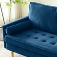 thumbnail image 4 of LiangFu 67" Modern Velvet Loveseat 2-Seat Sofa with Golden Frosted Legs Mid Century Sofa Compact Love Seat with 2 Pillows for Livingroom, Apartment,Blue, 4 of 7