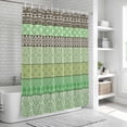 thumbnail image 6 of Green Brown Flower Shower Curtain, 72" x 84", Geometric Bohemian Style Ethnic Tribal Waterproof Bathroom Curtain Washable Shower Curtain Set with 12 Hooks, 6 of 9