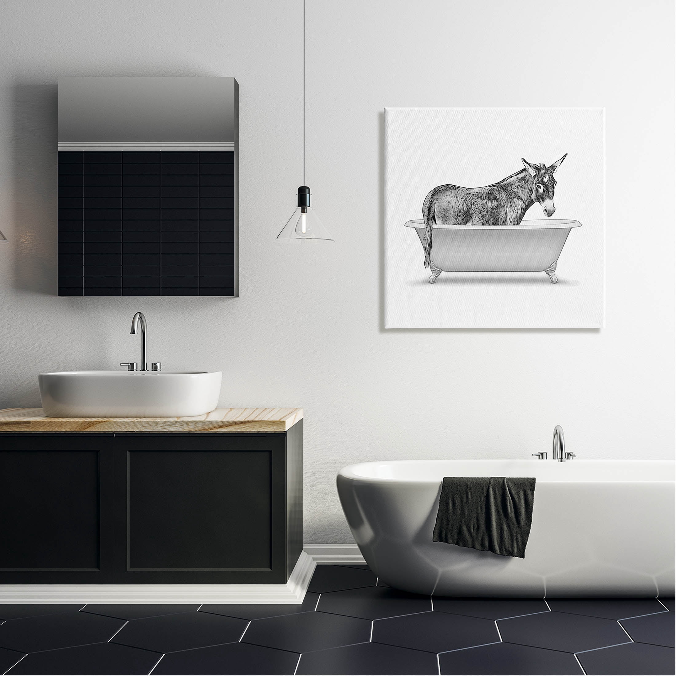 Stupell Industries Monochrome Donkey Antique Tub Graphic Art Gallery Wrapped Canvas Print Wall Art, Design by Annalisa Latella