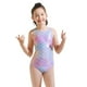 thumbnail image 1 of Orange black frame transparent Traje de baño deportivo para niñas, traje de baño sólido de una pieza para práctica y competición, 1 of 5