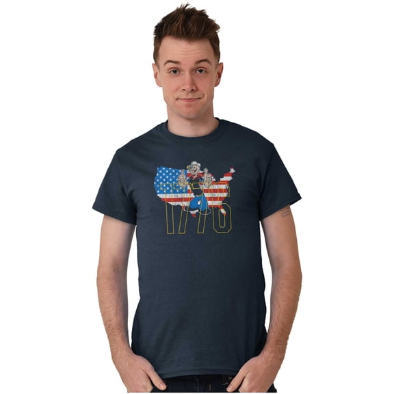 Popeye Thumbs Up USA American Flag Men's Graphic T Shirt Tees Brisco Brands S