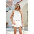 thumbnail image 4 of Womens Ruffle Neck Sleeveless Tank Tops White XL, 4 of 8