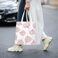 thumbnail image 2 of DouZhe Reusable Grocery Bags, Thanksgiving Pink pumpkins Lightweight Polyester Canvas Cloth Tote Bag for Travle Gym Shopping School, 15" x 16", 2 of 7