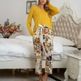 thumbnail image 5 of SWSMCLT Women's Baggy Loungewear Plus Size Loungewear Set Billowy Elastic Band Pajama Set Breathable Crew Neck Cute Yellow 3X-Large, 5 of 5