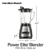 Hamilton Beach Power Elite Smoothie Blender for Kitchen, 40 oz Jar for Smoothies and Shakes, Black