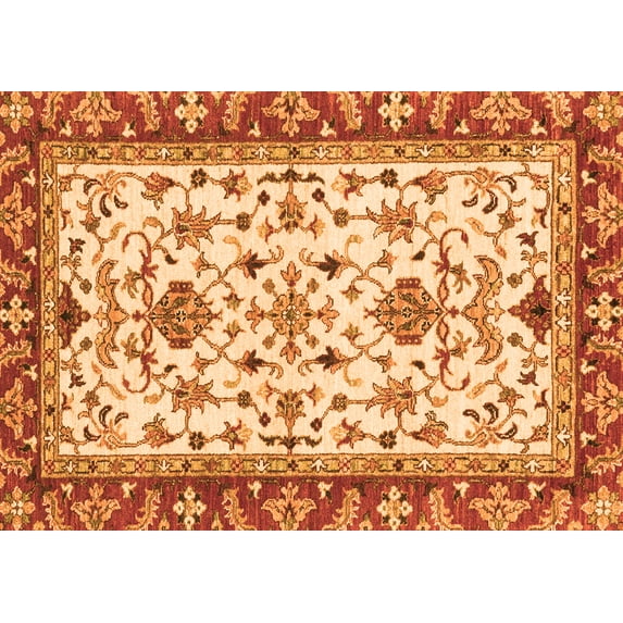 Ahgly Company Indoor Rectangle Abstract Orange Modern Area Rugs, 8' x 10'
