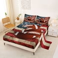 thumbnail image 2 of Erosebridal Football Print Queen Sheet Sets 4 Pieces For Teens,US Flag Sport Theme Bed Set For Boys, 2 of 5