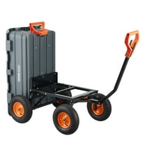 Dranite Poly Steel Utility Dump Cart - 13" Tires, 1200 lb Capacity & Convertible Handle, 6.48 cu ft Wheelbarrow for Garden/Home