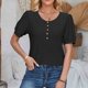 thumbnail image 1 of Fiudx Ofertas Del Día Camiseta Holgada Informal con Cuello Redondo y Manga de Retazos de Color Sólido para Mujer, 1 of 6