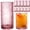 Pink-12Pcs, variant on Green Drinking Glasses Set of 12, 12 Oz Highball & 10 Oz Cocktail Glasses, Green Kitchen Vintage Glassware Set, Floral Embossed Glass Tumbler Cups for Water, Beer, Juice, Whiskey, Coffee
