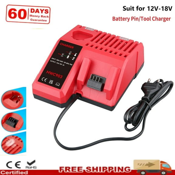 DASNITE MWC903 18V Li-on Charger Replacement for M12-18C 12~18Volt Rapid Charger for Milwokee M12 & for M18, Compatible with 48-59-1812/48-11-2420/48-11-2440/48-11-1820/48-11-1840/48-11-1850