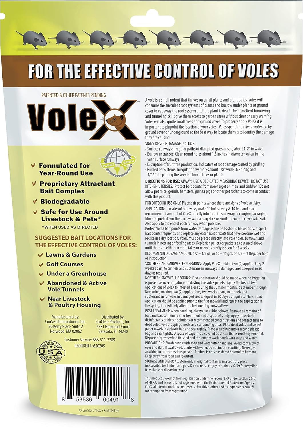 VoleX Rodent Killer Bait Pellets for Voles – Poison Free, Pet Safe Indoor and Outdoor Use Pellets 8oz. Bag