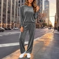 thumbnail image 6 of successthop Velour Sweatsuits 2PCS Sets Womens Long Sleeve Crewneck Tops and Pant Casual Tracksuit with Pockets, 6 of 9