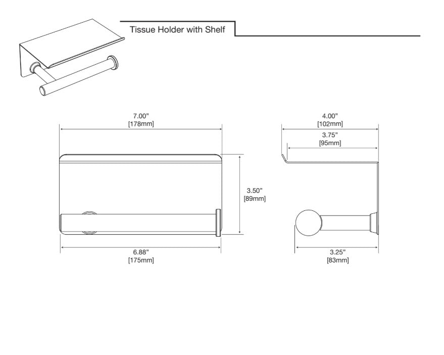 Gatco 1420MX Latitude II Toilet Paper Holder with Mobile Shelf, Matte Black