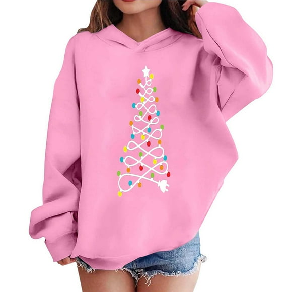 Économies Automne/hiver! Chandail Décontracté à Manches Longues pour Tout-Petits HVOBTTY, Chandail à Capuche de Noël pour Garçons et Filles, Hauts à Manches Longues pour Enfants Moyens et Grands, Rose, 4 Ans