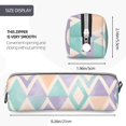 thumbnail image 5 of XMXT Leather Pencil Case, Watercolor Geometric Rhombus Prints Large Capacity Pencil Pouch for Student Teens Women, 5 of 9