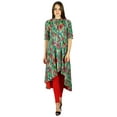 thumbnail image 2 of Bimba Womens Asymmetrical Anarkali Kurta Kurti Mandarin Collar Fashion Dress, 2 of 8