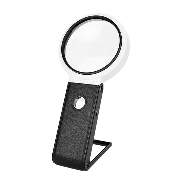 Scienceny Lupa plegable con luz LED - Lente de alta definición Lectura de lupa artesanal exquisita lupas B 90 mm 5X 25X