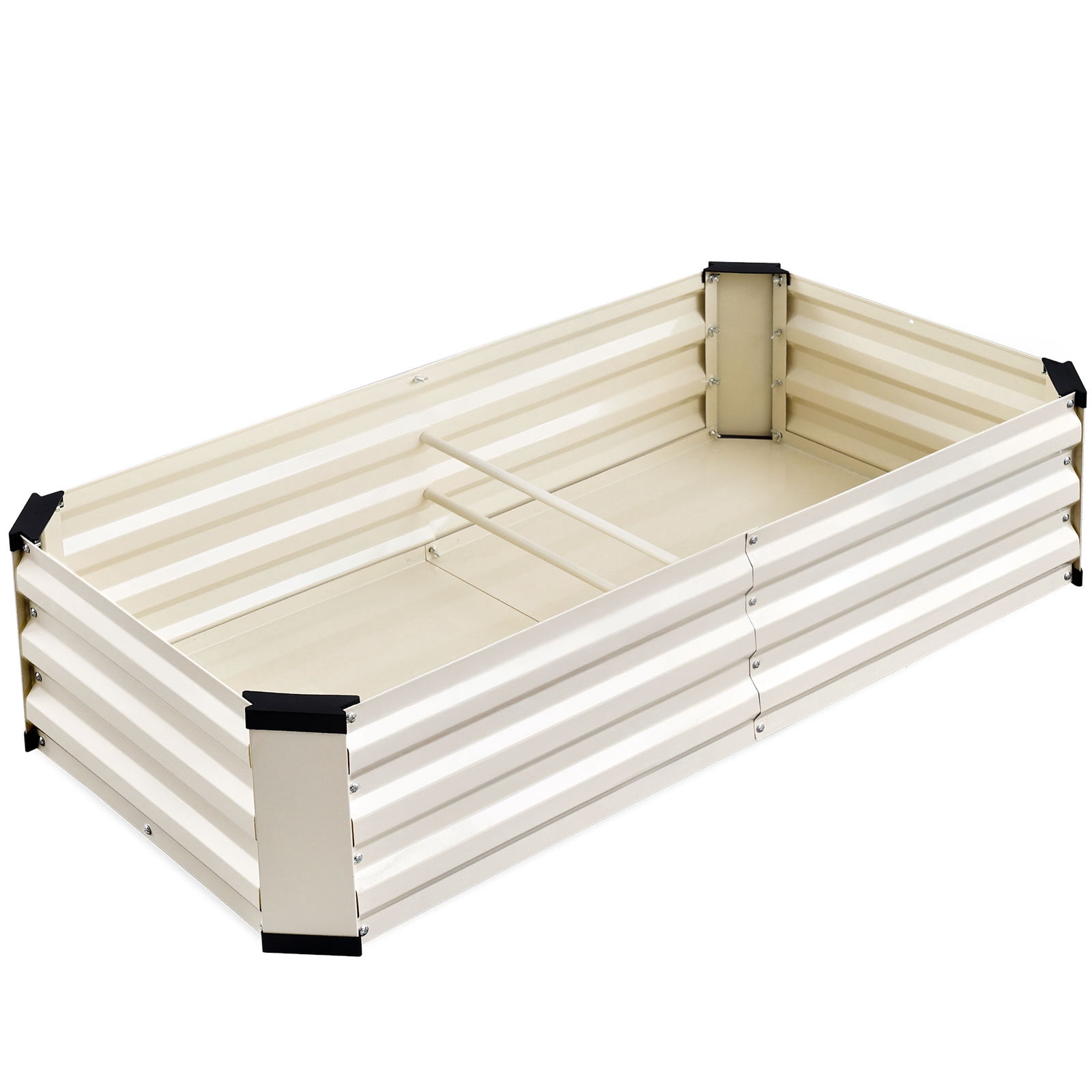 King Bird 4x2x1 ft Galvanized Metal Raised Garden Bed with Bottom Closed - Elevated Planter Box for Indoor, Outdoor, Patio & Balcony Gardening Beige