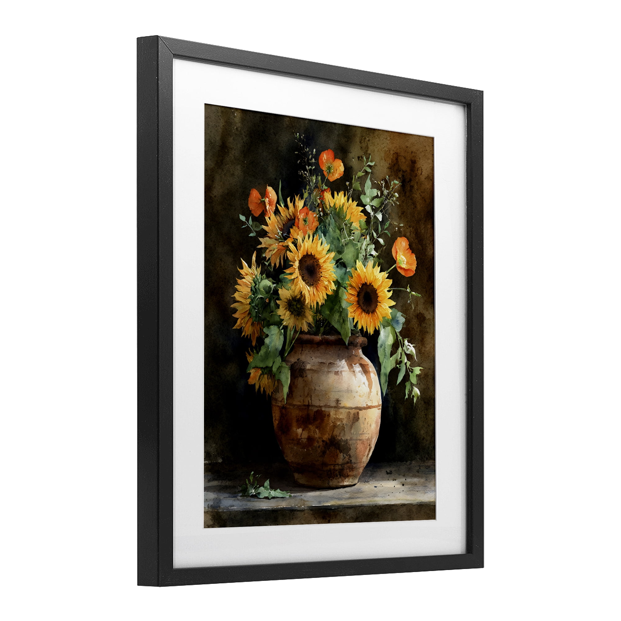 Stupell Industries Rustic Sunflower Display Black Framed Print Under Glass, design by Franklyn Gregory