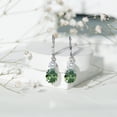 thumbnail image 5 of Green Sapphire Drop Earrings with Moissanite, 8X10 mm Oval Lab Grown Sapphire AAAA Grade, 18K White Gold, 5 of 8