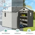 thumbnail image 6 of INTER HUT 8 x 8 FT Resin Outdoor Storage Shed, Large Waterproof Resin Outdoor Sheds with Lockable Doors and Windows, White/Gray, 6 of 9