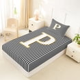 thumbnail image 4 of Erosebridal Kids Initial P Twin Sheet Sets, Fashion Stripe Bedding, 3pcs, 4 of 5
