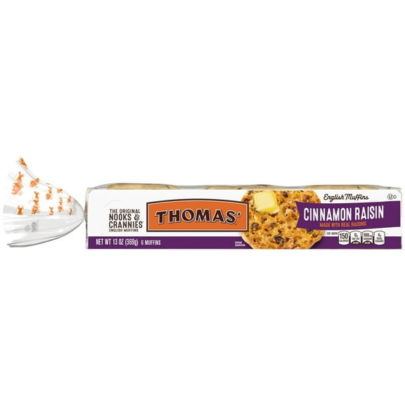 Thomas': Cinnamon Raisin 6 Ct English Muffins, 13 Oz Pack of 2