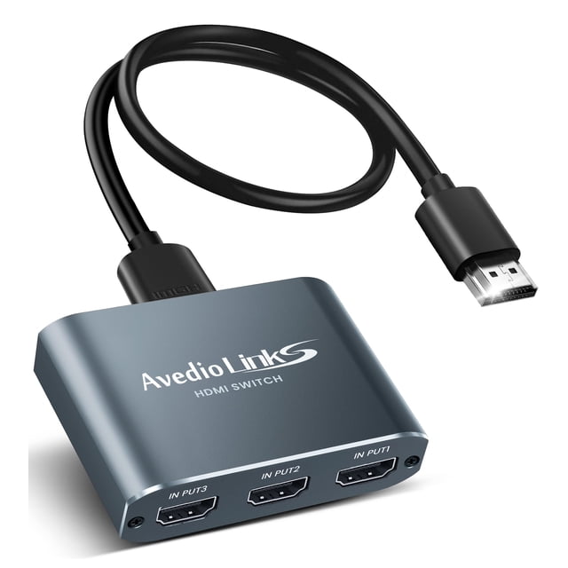 Conmutador HDMI Avedio Links 3x1 4K @60Hz de aleación de aluminio con cable