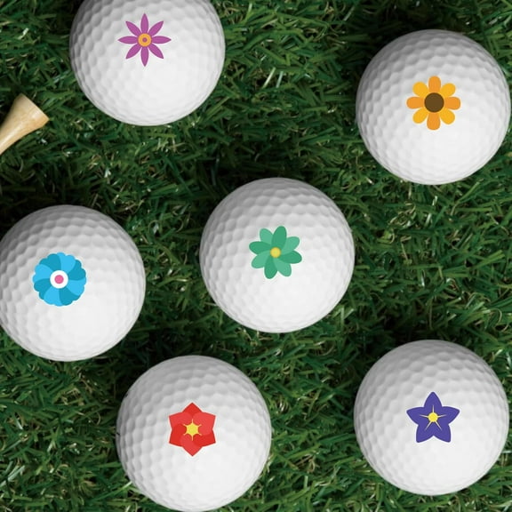 WEBEEDY 2 Sheets Flower Golf Ball Markers 24 Pcs Colorful Mini Floral Golf Ball Marking Stickers for Identify Golf Balls Golf Ball Customise Markers Golfer Gift Golfing Accessories