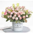 thumbnail image 1 of 1 ramo de 13 cabezas de flores artificiales, flor de té rosa, flores falsas de seda, flores para bricolaje, hogar, jardín, decoración de boda, rosa claro Rojo Verde, 1 of 5