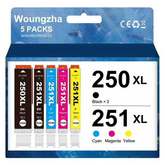 Compatible PGI 250 XL CLI 251 XL Ink Cartridges Replacement Work for PIXMA MG5420 MX922 IX6820 ip7220 ip8720 and MG5520 MG5620 MG6620 Printer