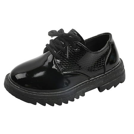 adviicd Toddler Boy Dress Shoes Boy s Casual Dress Oxford Comfort Uniform Formal Fashion Sneaker Shoes (Black 7)